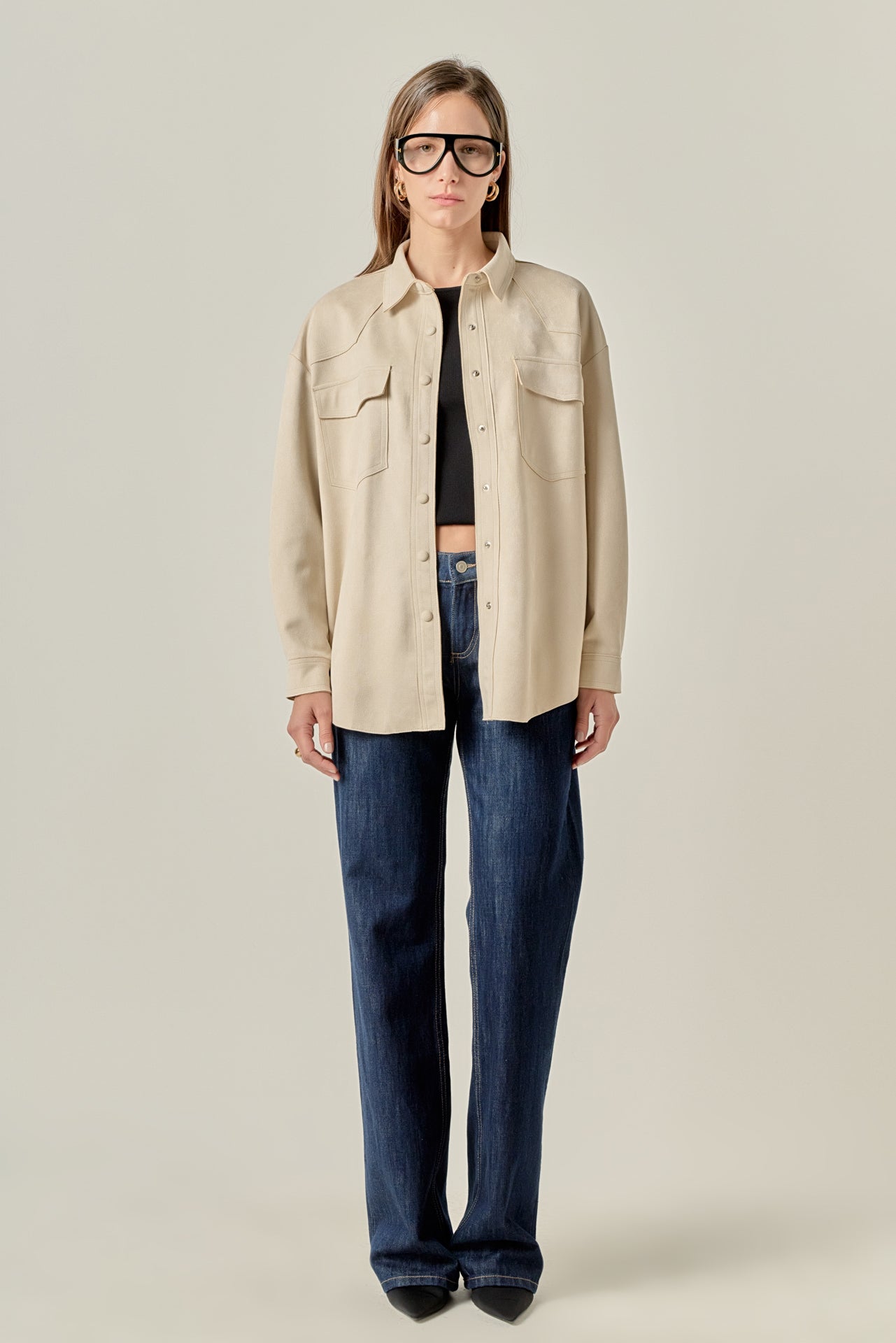 ENGLISH FACTORY - Faux Suede Oversized Shirts - BLOUSES available at Objectrare