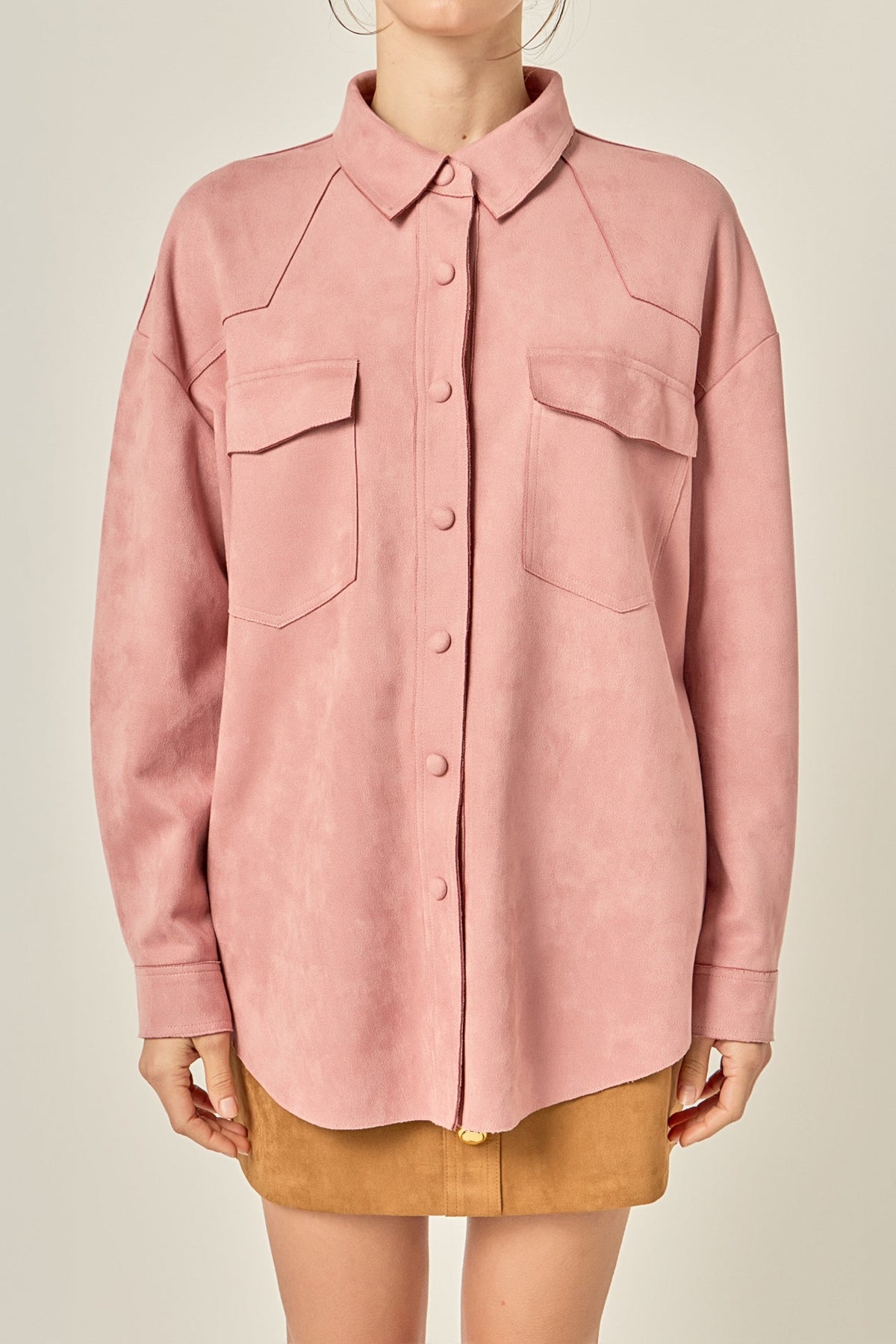 ENGLISH FACTORY - Faux Suede Oversized Shirts - BLOUSES available at Objectrare