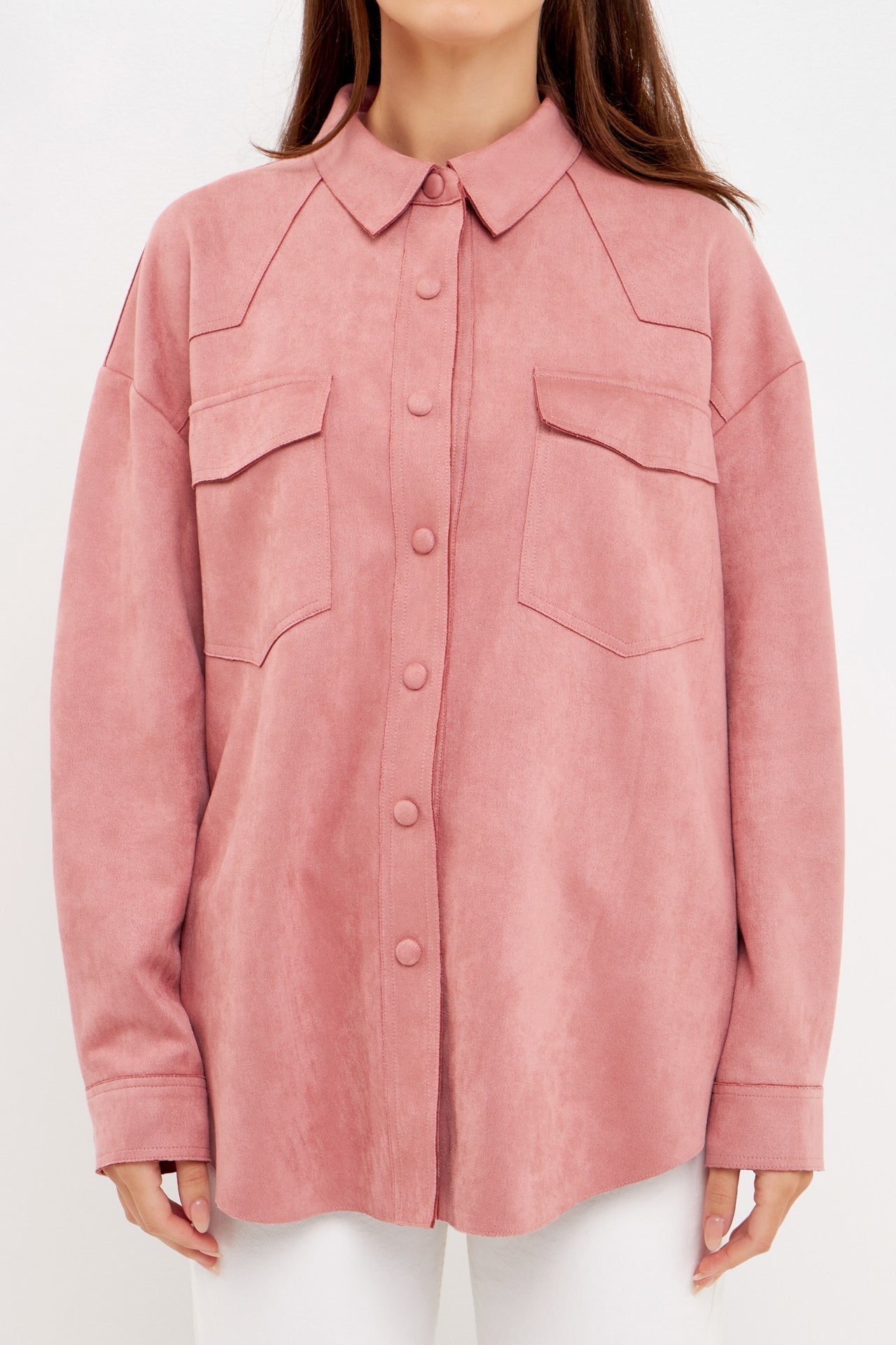 ENGLISH FACTORY - Faux Suede Oversized Shirts - SHIRTS & BLOUSES available at Objectrare