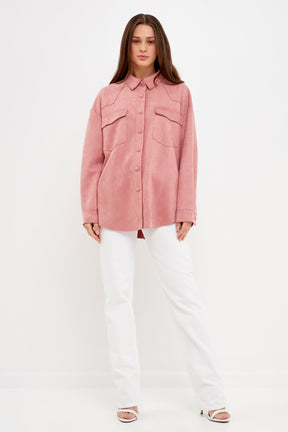 ENGLISH FACTORY - Faux Suede Oversized Shirts - SHIRTS & BLOUSES available at Objectrare