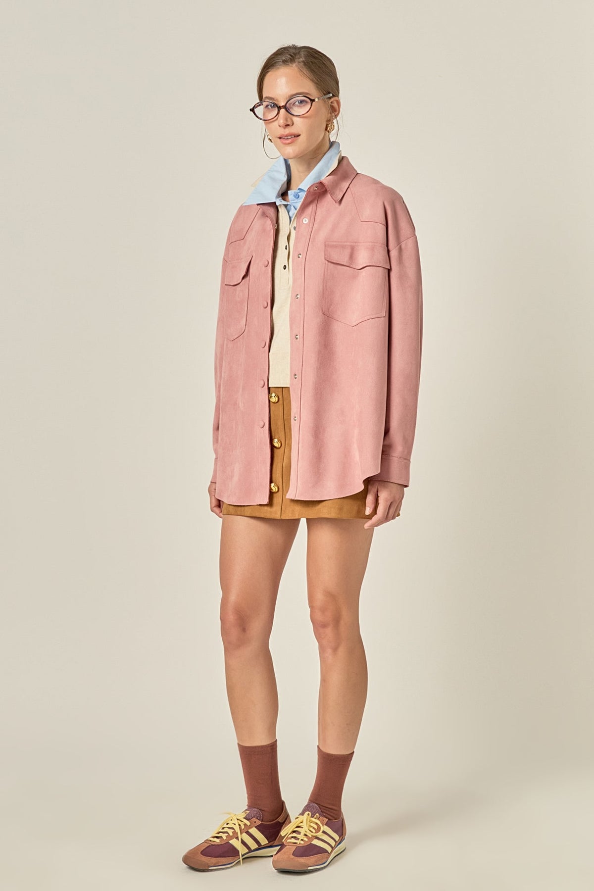 ENGLISH FACTORY - Faux Suede Oversized Shirts - BLOUSES available at Objectrare