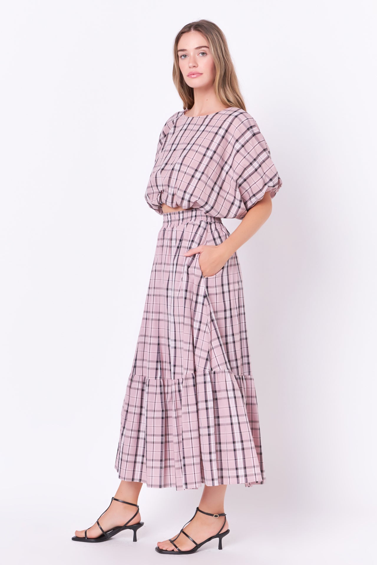 ENGLISH FACTORY - Plaid Voluminous Cropped Top - TOPS available at Objectrare