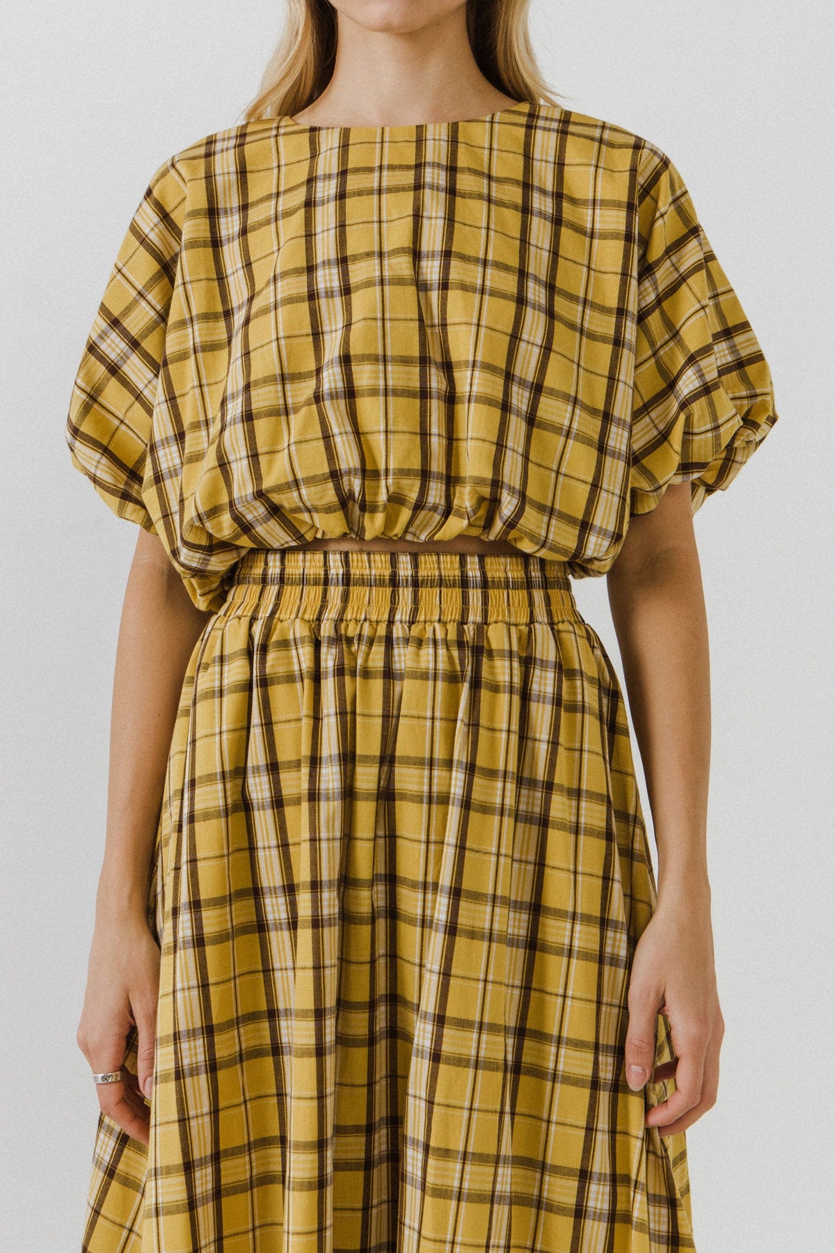 ENGLISH FACTORY - English Factory - Plaid Voluminous Cropped Top - TOPS available at Objectrare