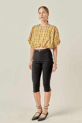 ENGLISH FACTORY - Plaid Voluminous Cropped Top - TOPS available at Objectrare