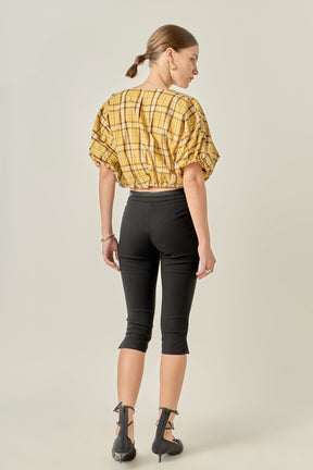 ENGLISH FACTORY - Plaid Voluminous Cropped Top - TOPS available at Objectrare