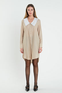 ENGLISH FACTORY - Shirts Dress with Contrast Collar - DRESSES available at Objectrare