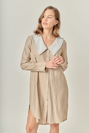 ENGLISH FACTORY - Shirt Dress with Contrast Collar - DRESSES available at Objectrare