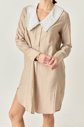 ENGLISH FACTORY - English Factory - Shirt Dress with Contrast Collar - DRESSES available at Objectrare