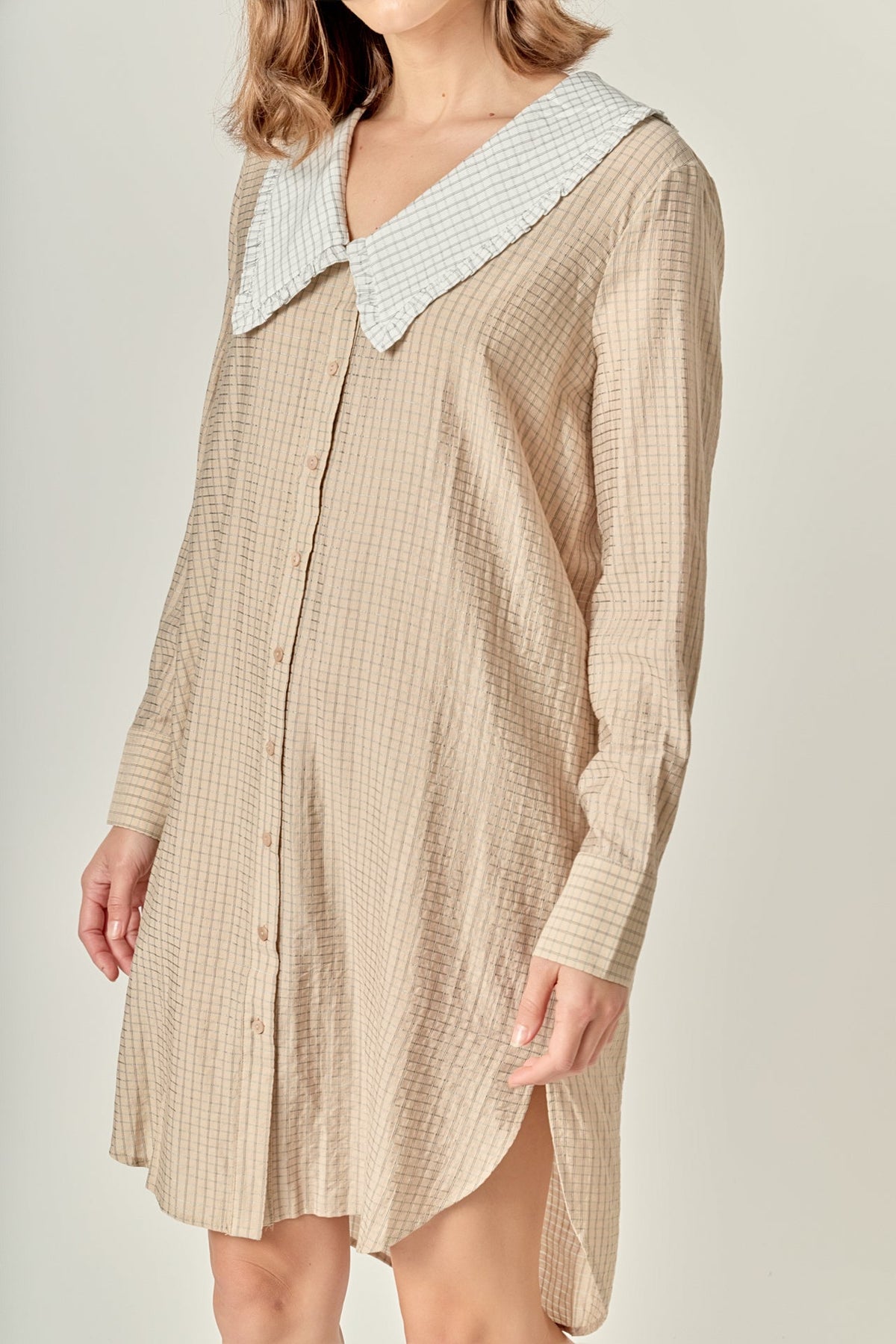 ENGLISH FACTORY - Shirt Dress with Contrast Collar - DRESSES available at Objectrare