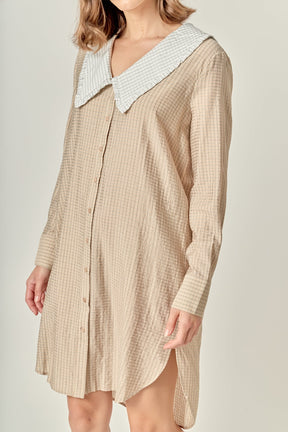 ENGLISH FACTORY - Shirt Dress with Contrast Collar - DRESSES available at Objectrare