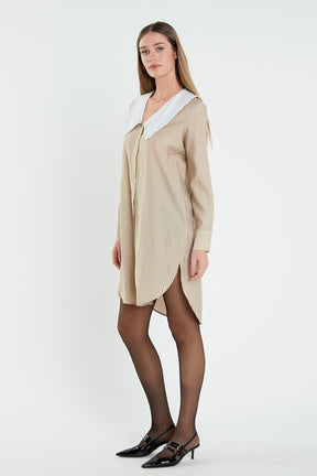 ENGLISH FACTORY - Shirts Dress with Contrast Collar - DRESSES available at Objectrare