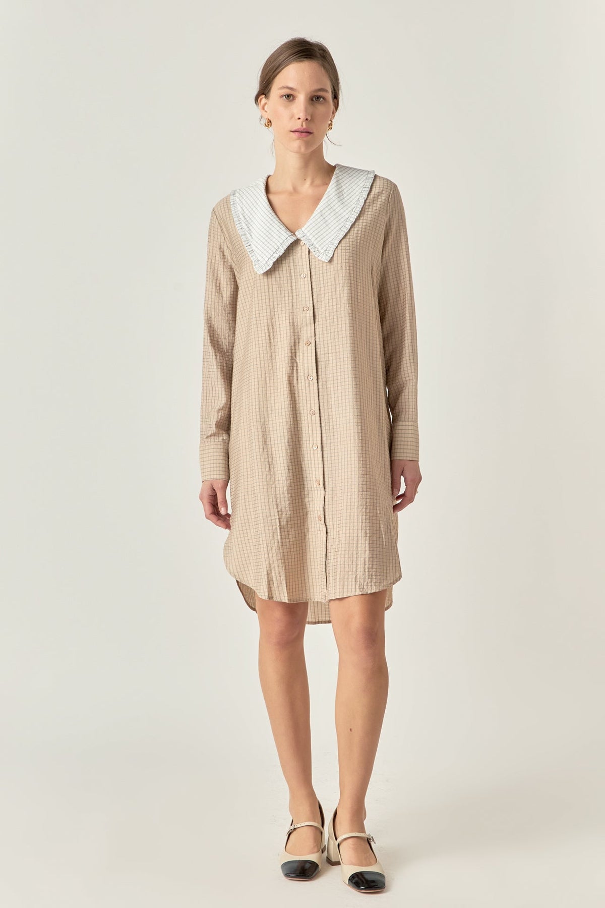 ENGLISH FACTORY - English Factory - Shirt Dress with Contrast Collar - DRESSES available at Objectrare