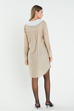 ENGLISH FACTORY - English Factory - Shirt Dress with Contrast Collar - DRESSES available at Objectrare