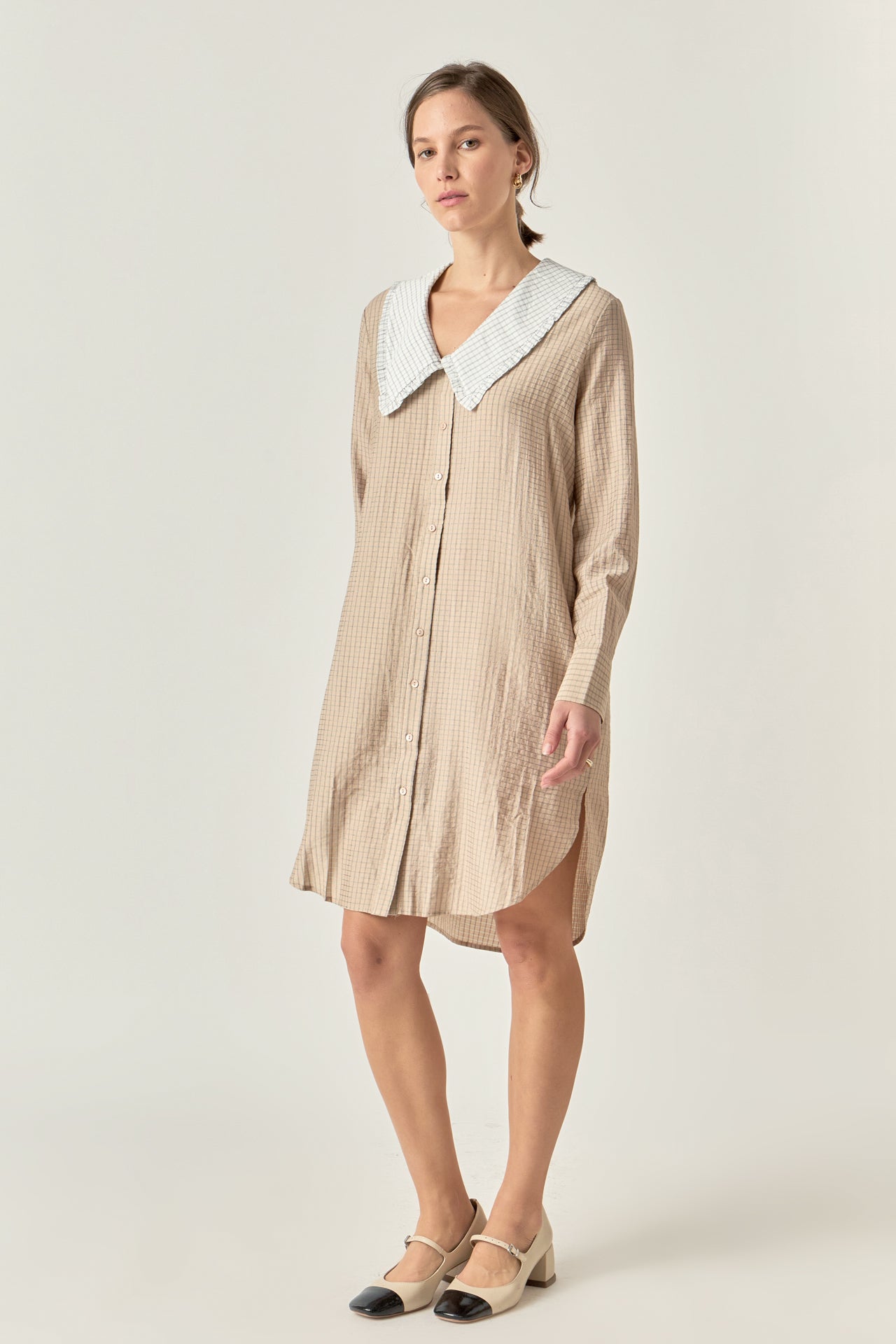 ENGLISH FACTORY - English Factory - Shirt Dress with Contrast Collar - DRESSES available at Objectrare