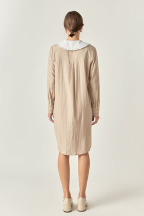 ENGLISH FACTORY - English Factory - Shirt Dress with Contrast Collar - DRESSES available at Objectrare