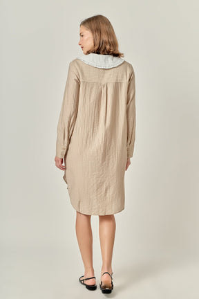 ENGLISH FACTORY - Shirt Dress with Contrast Collar - DRESSES available at Objectrare