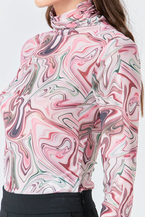 GREY LAB - Print Mesh Top - TOPS available at Objectrare