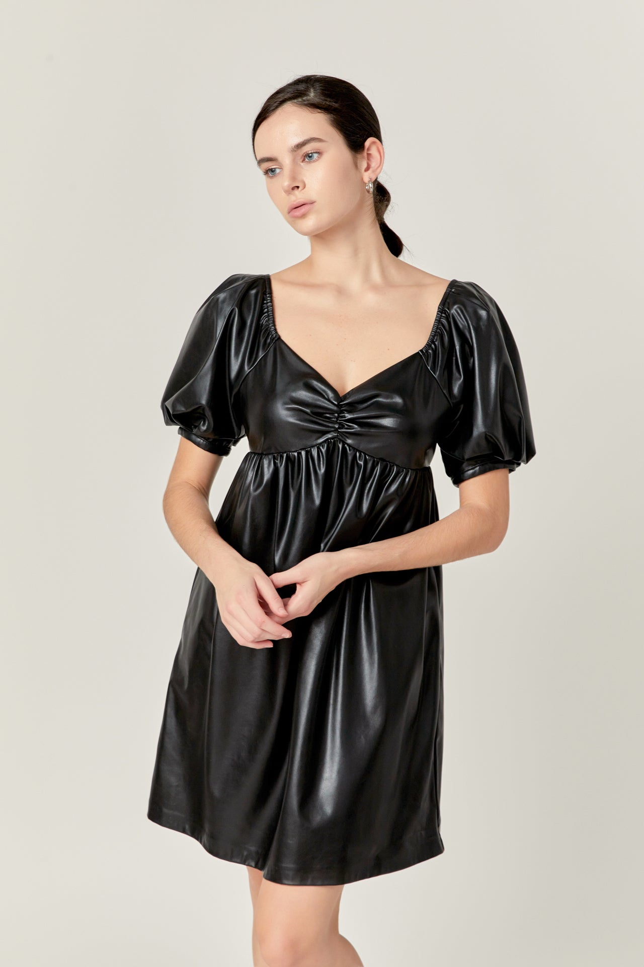 ENGLISH FACTORY - Faux Leather Mini Dress - DRESSES available at Objectrare