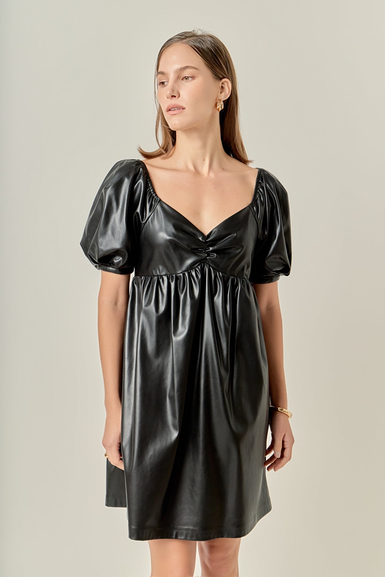 ENGLISH FACTORY - Faux Leather Mini Dress - DRESSES available at Objectrare