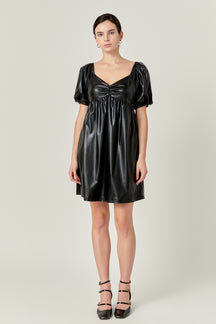 ENGLISH FACTORY - Faux Leather Mini Dress - DRESSES available at Objectrare