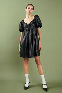 Faux Leather Mini Dress