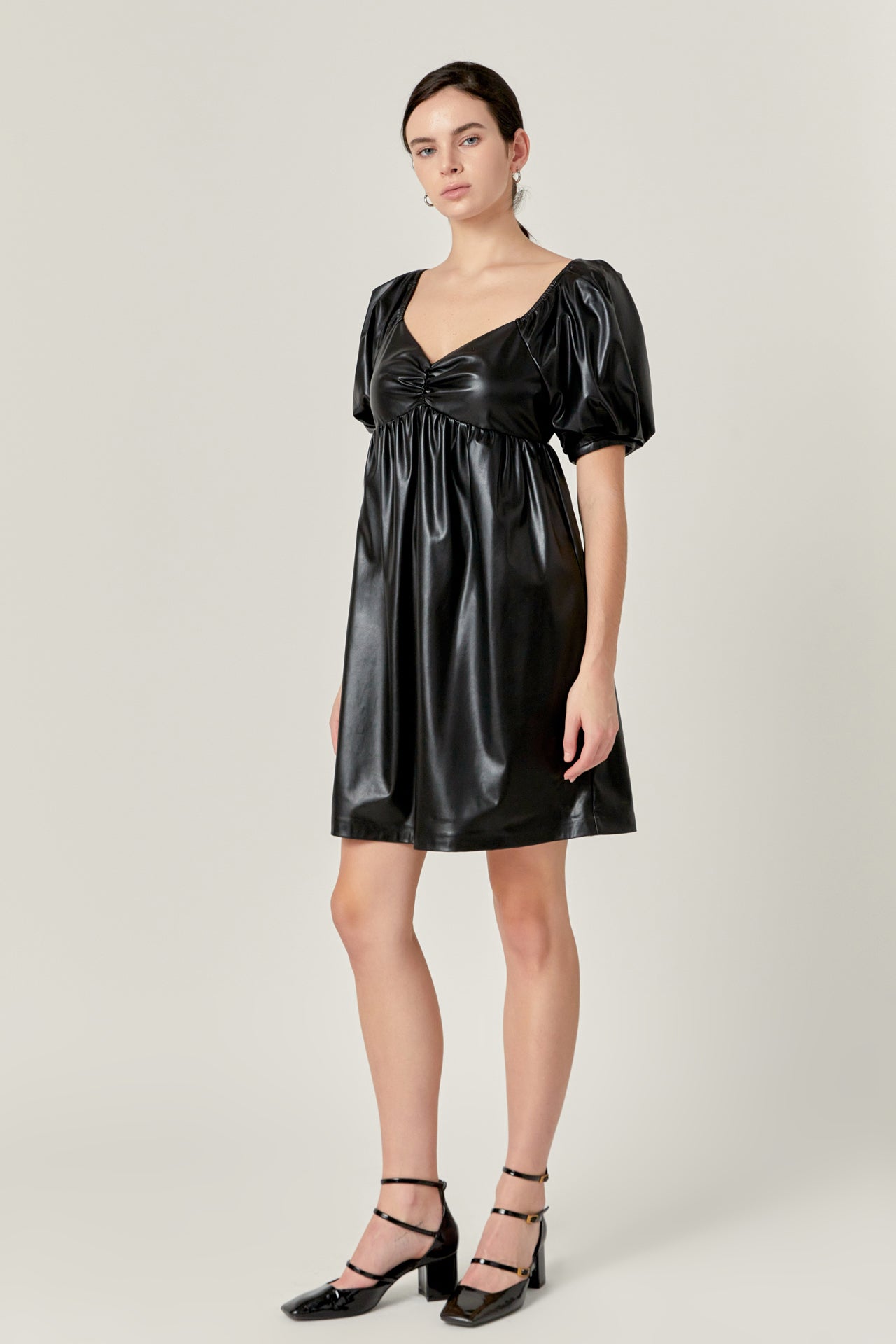 ENGLISH FACTORY - Faux Leather Mini Dress - DRESSES available at Objectrare