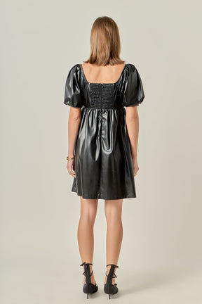 ENGLISH FACTORY - Faux Leather Mini Dress - DRESSES available at Objectrare