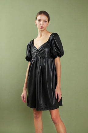 ENGLISH FACTORY - Faux Leather Mini Dress - DRESSES available at Objectrare