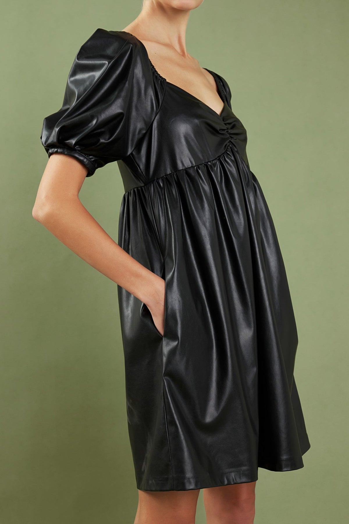 ENGLISH FACTORY - Faux Leather Mini Dress - DRESSES available at Objectrare