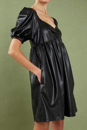 ENGLISH FACTORY - Faux Leather Mini Dress - DRESSES available at Objectrare