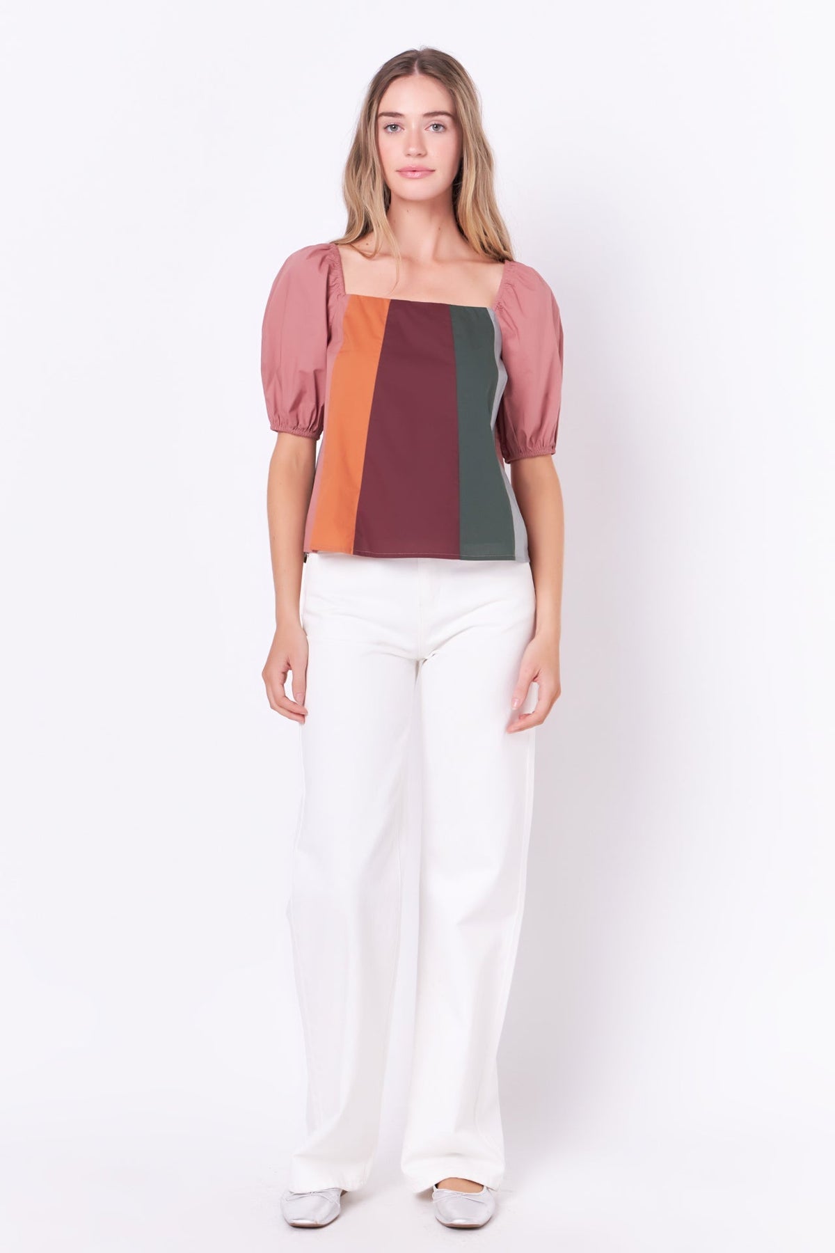 ENGLISH FACTORY - Color Block Top with 3/4 Sleeves - TOPS available at Objectrare