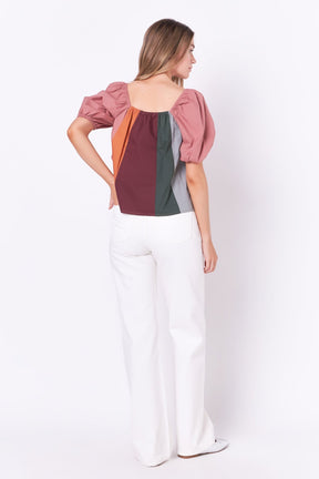 ENGLISH FACTORY - Color Block Top with 3/4 Sleeves - TOPS available at Objectrare