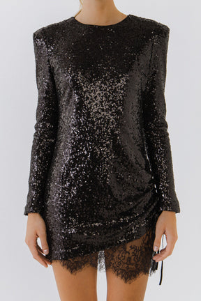 ENDLESS ROSE - Sequins Dress with Lace - DRESSES available at Objectrare