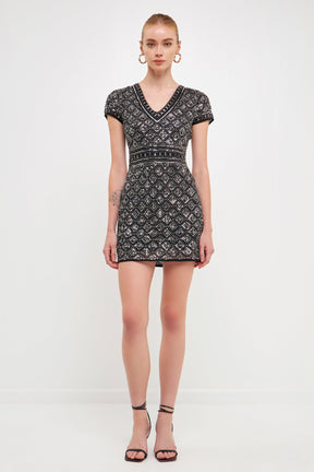 ENDLESS ROSE - Endless Rose - Jewel Embellished Mini Dress - DRESSES available at Objectrare