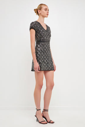 ENDLESS ROSE - Jewel Embellished Mini Dress - DRESSES available at Objectrare