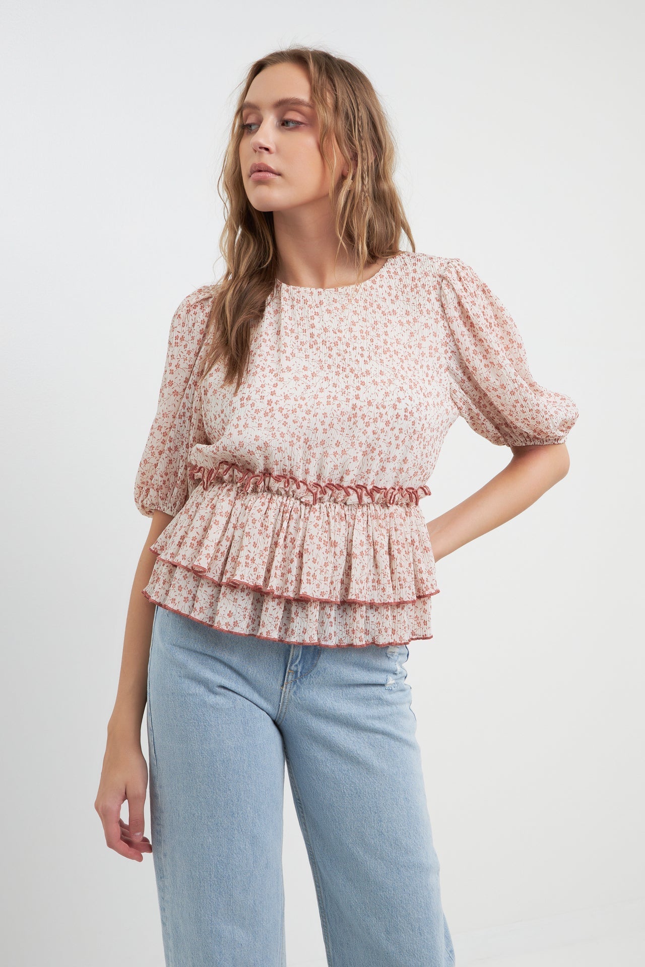 FREE THE ROSES - Free The Roses - Pleated Floral Top - TOPS available at Objectrare