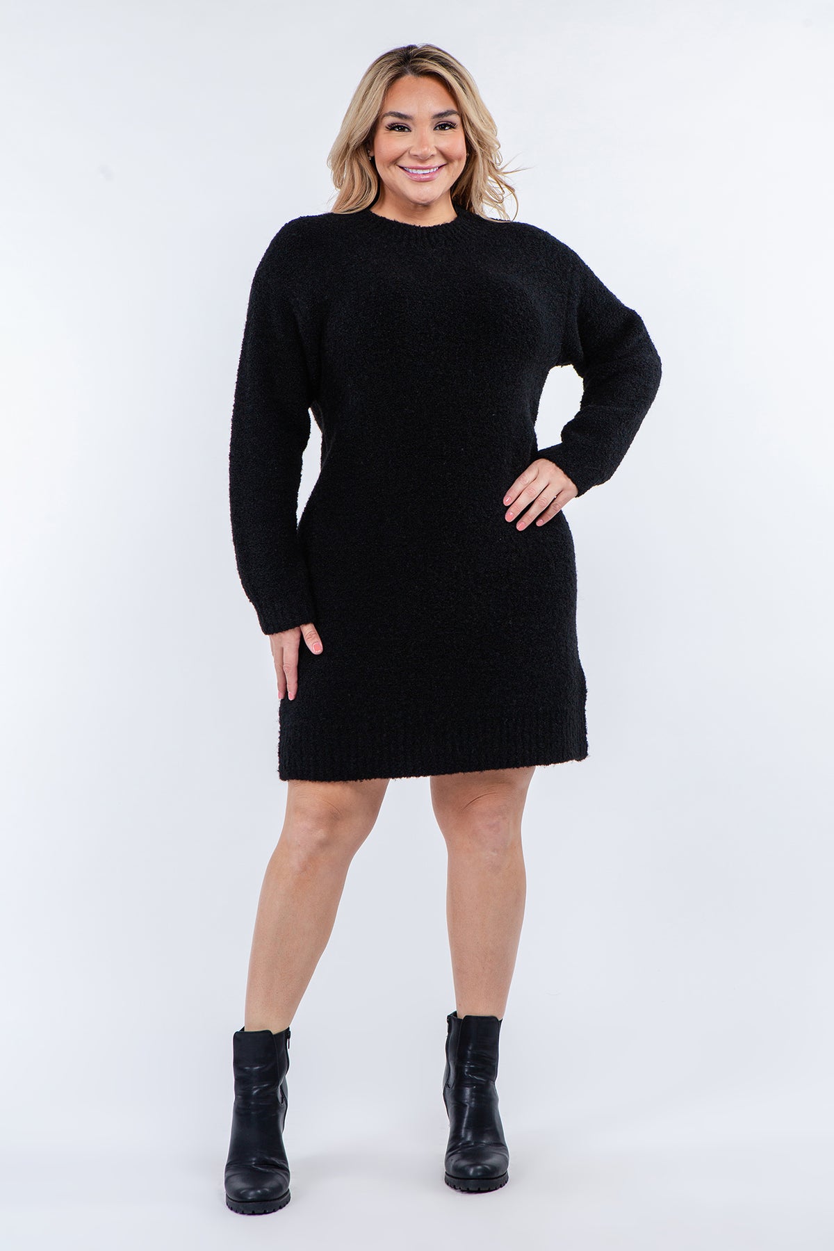 Plus Size Cozy Roundneck Sweater Dress