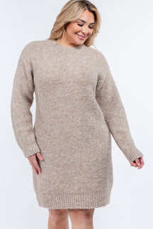 Plus Size Cozy Roundneck Sweater Dress
