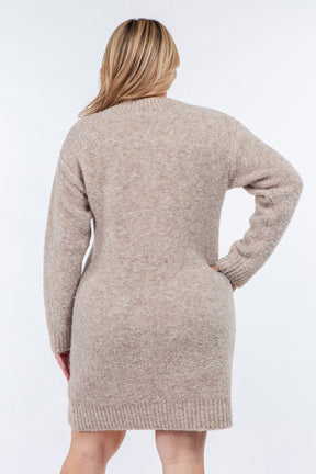 Plus Size Cozy Roundneck Sweater Dress