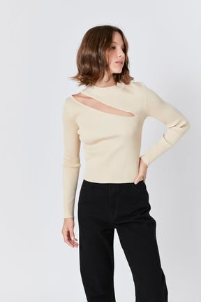 ENDLESS ROSE - Cut Out Sweater Top with Round Neckline - TOPS available at Objectrare