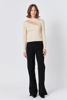 ENDLESS ROSE - Cut Out Sweater Top with Round Neckline - TOPS available at Objectrare