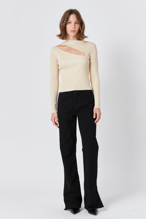 ENDLESS ROSE - Cut Out Sweater Top with Round Neckline - TOPS available at Objectrare