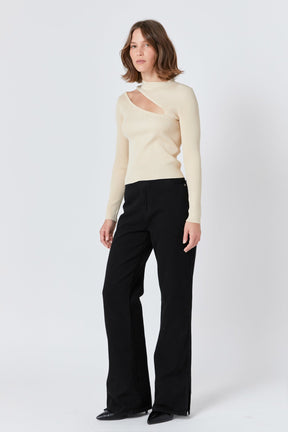 ENDLESS ROSE - Cut Out Sweater Top with Round Neckline - TOPS available at Objectrare