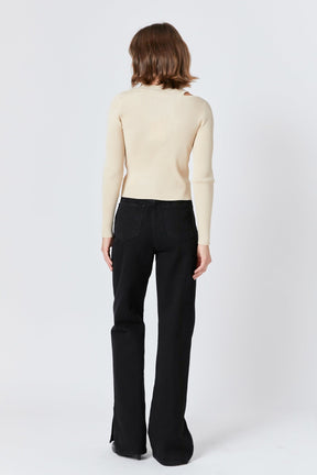 ENDLESS ROSE - Cut Out Sweater Top with Round Neckline - TOPS available at Objectrare