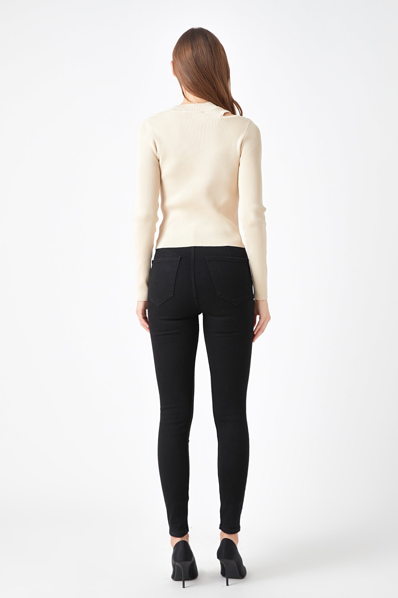 ENDLESS ROSE - Cut Out Sweater Top with Round Neckline - TOPS available at Objectrare