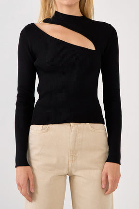 ENDLESS ROSE - Cut Out Sweater Top with Round Neckline - TOPS available at Objectrare