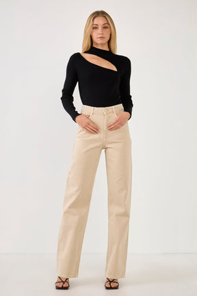 ENDLESS ROSE - Cut Out Sweater Top with Round Neckline - TOPS available at Objectrare
