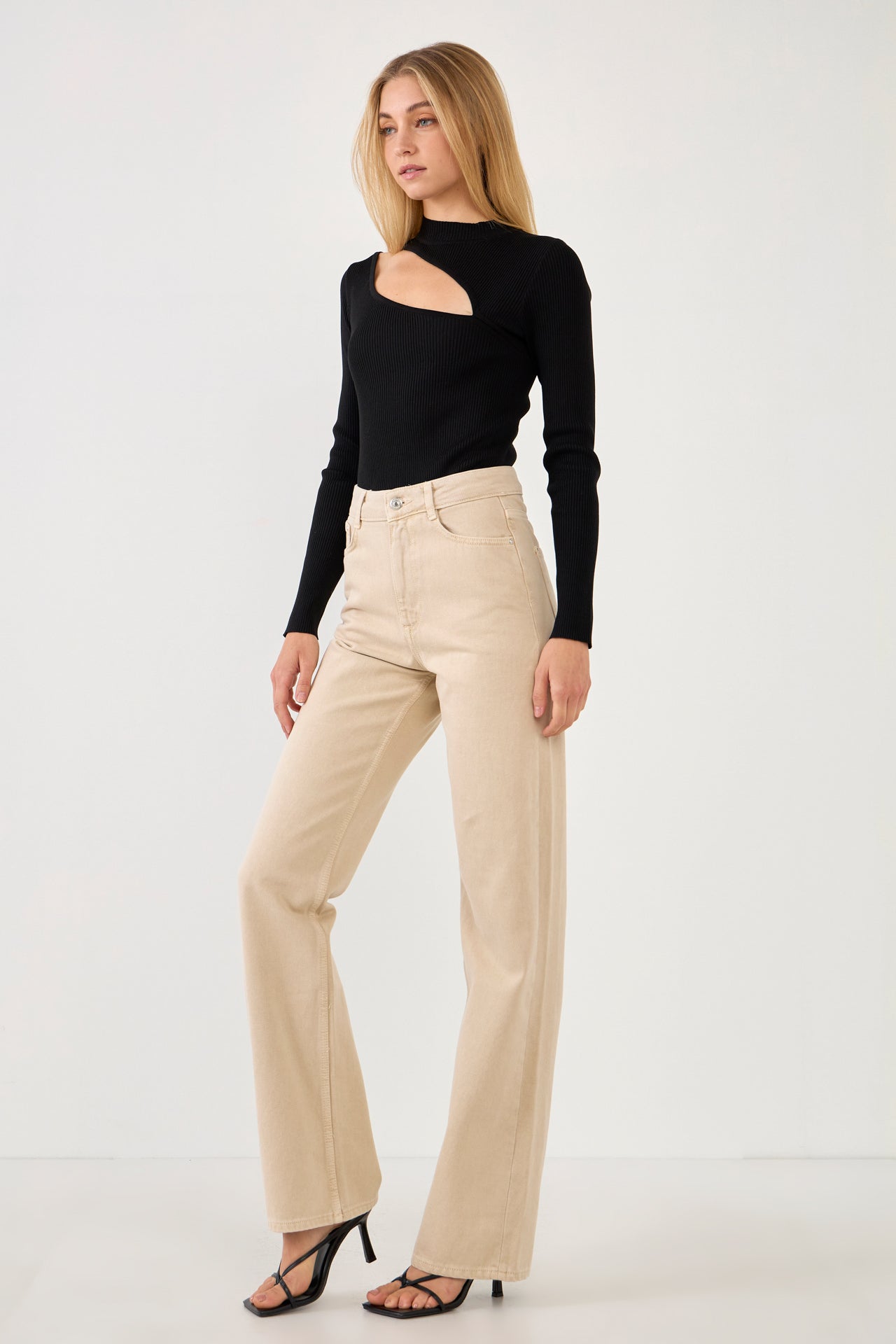 ENDLESS ROSE - Cut Out Sweater Top with Round Neckline - TOPS available at Objectrare