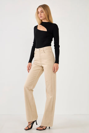 ENDLESS ROSE - Cut Out Sweater Top with Round Neckline - TOPS available at Objectrare