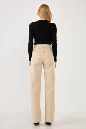 ENDLESS ROSE - Cut Out Sweater Top with Round Neckline - TOPS available at Objectrare